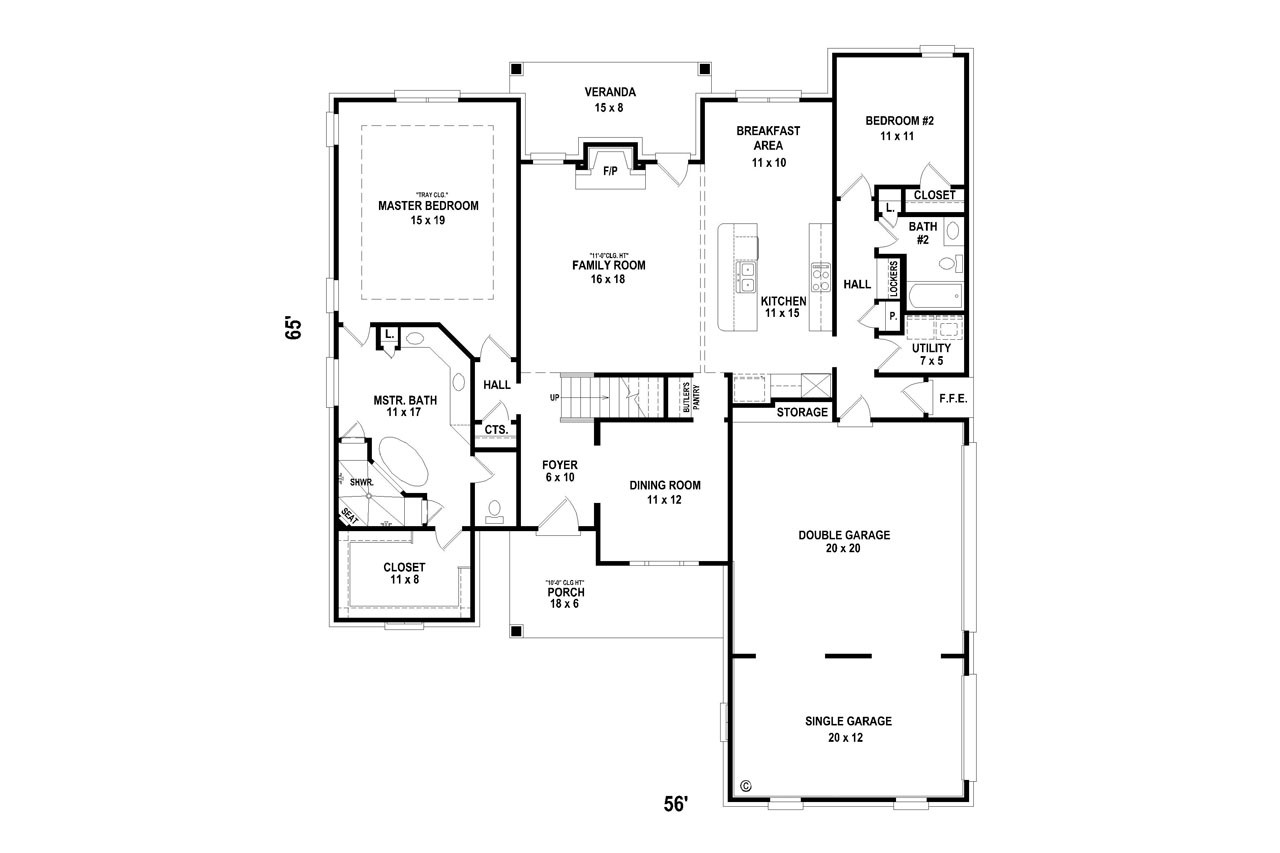 Traditional House Plan - 88678 - 1st Floor Plan