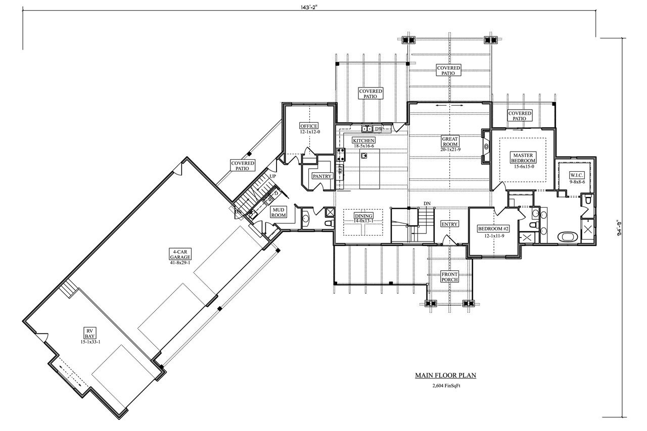 Craftsman House Plan - Pinyon Ridge III 88768 - 1st Floor Plan