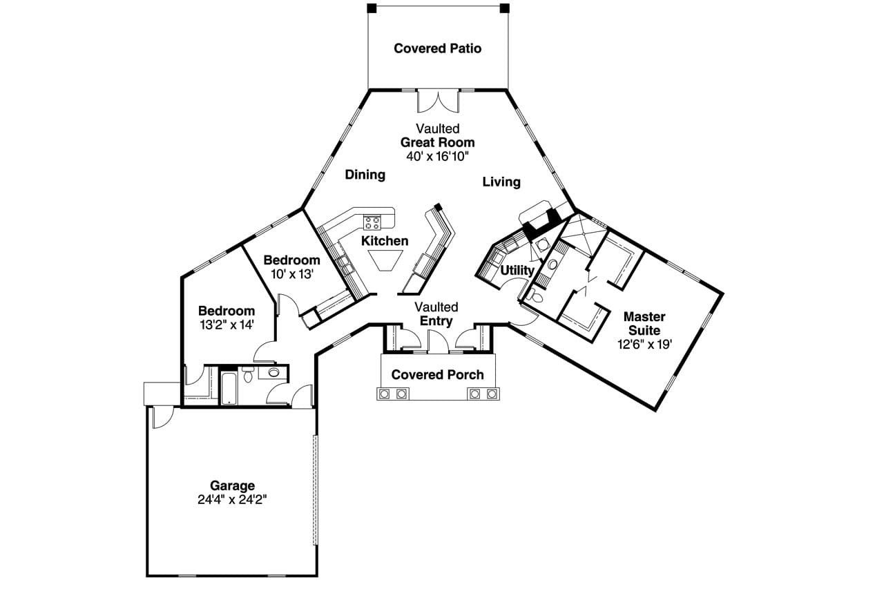 Ranch House Plan - Hamilton 88844 - 1st Floor Plan