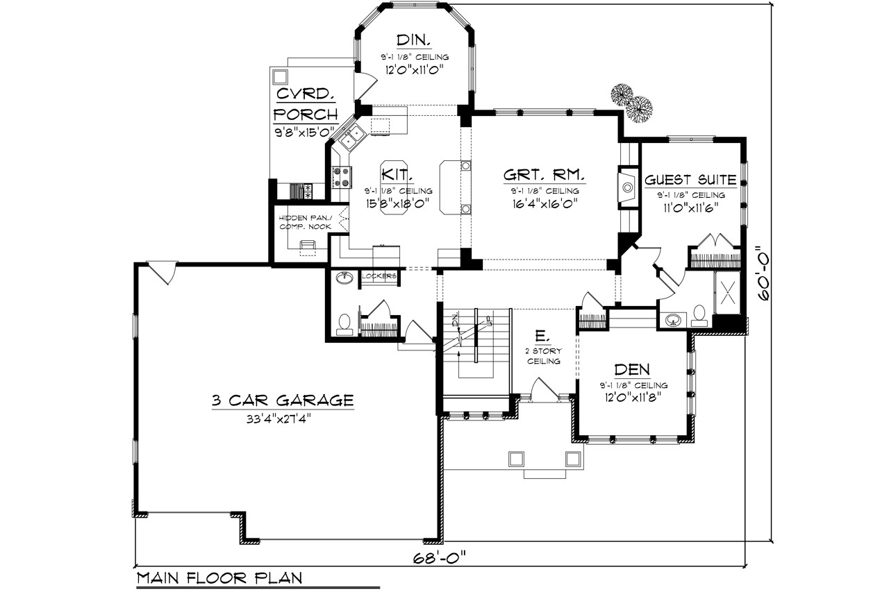 Traditional House Plan - 88920 - 1st Floor Plan