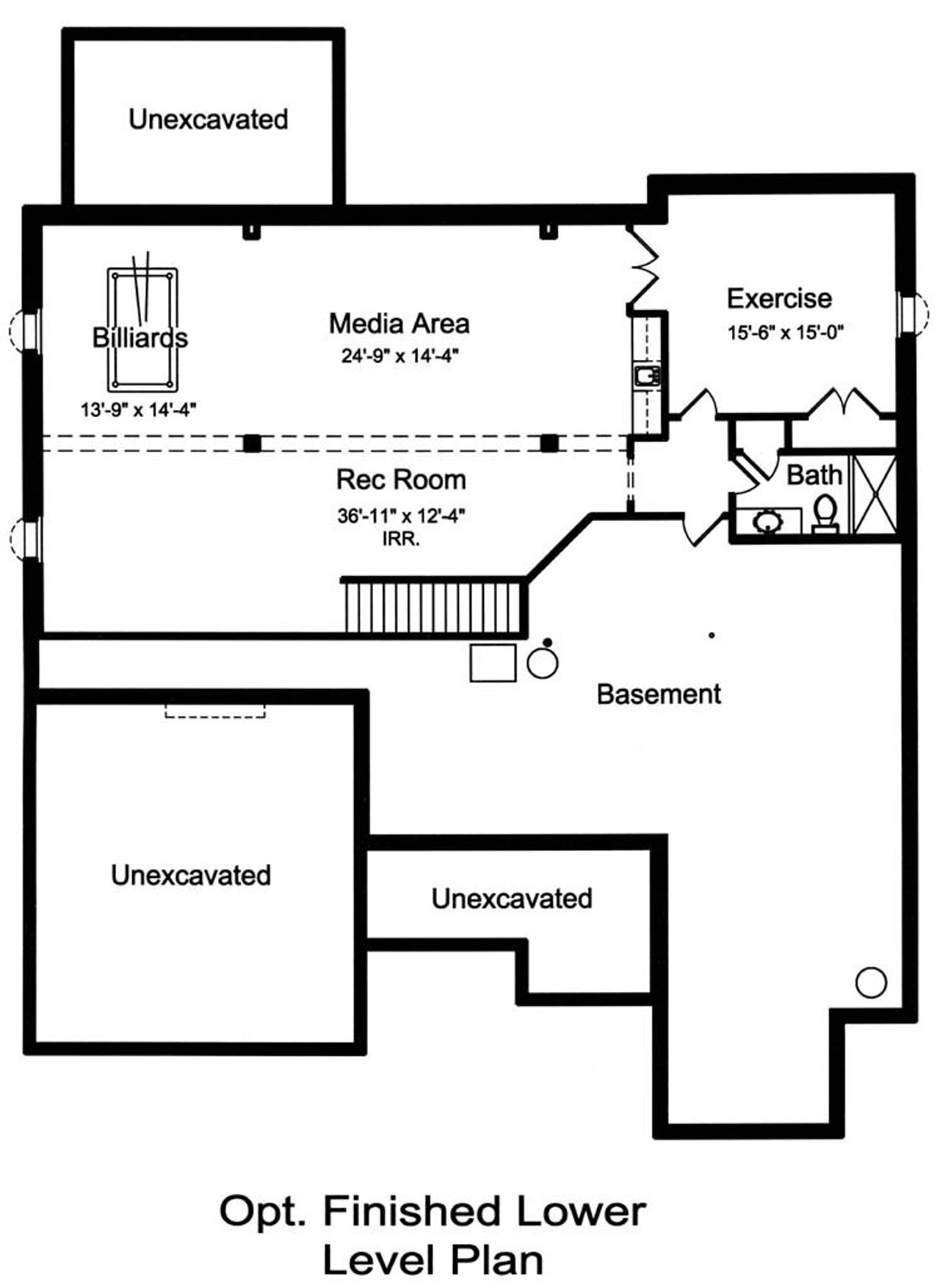 Secondary Image - European House Plan - Carmelite 89574 - Basement Floor Plan