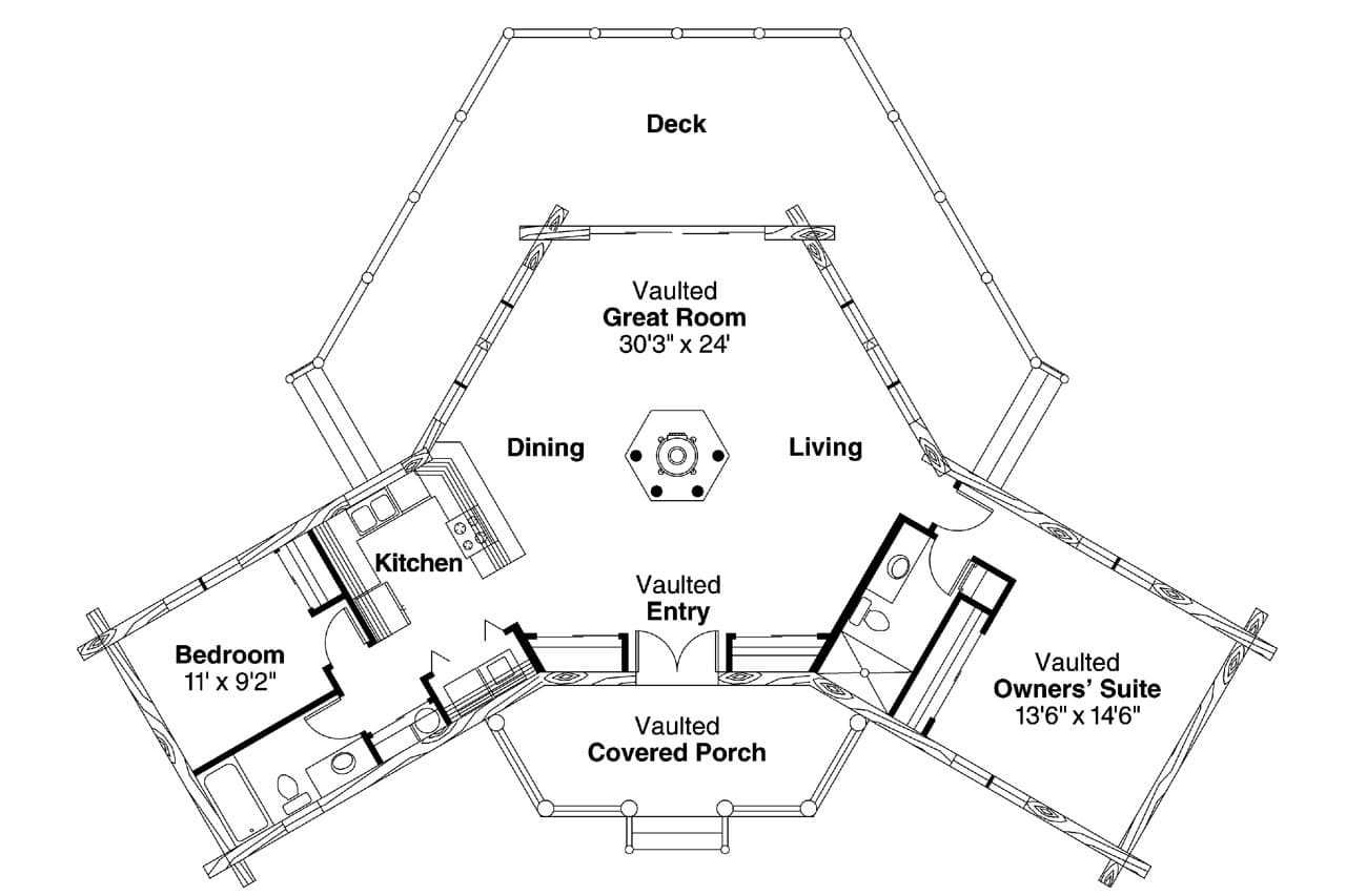 Lodge Style House Plan - Ridgeline 89692 - 1st Floor Plan