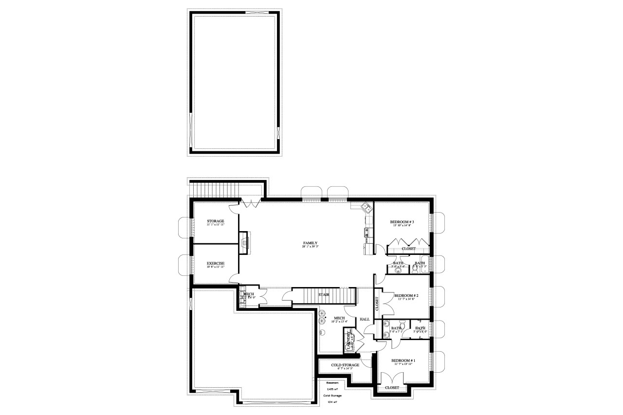 Traditional House Plan - Benbow 90258 - Basement Floor Plan