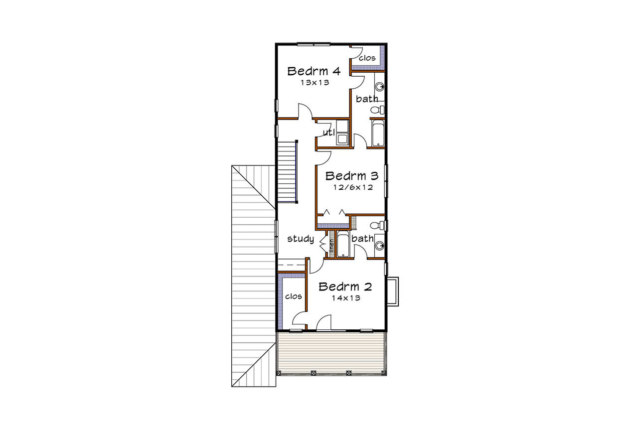 Secondary Image - Craftsman House Plan - 90972 - 2nd Floor Plan