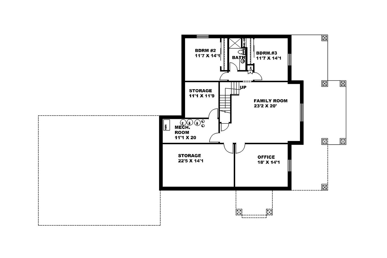 Secondary Image - Craftsman House Plan - 91938 - Basement Floor Plan