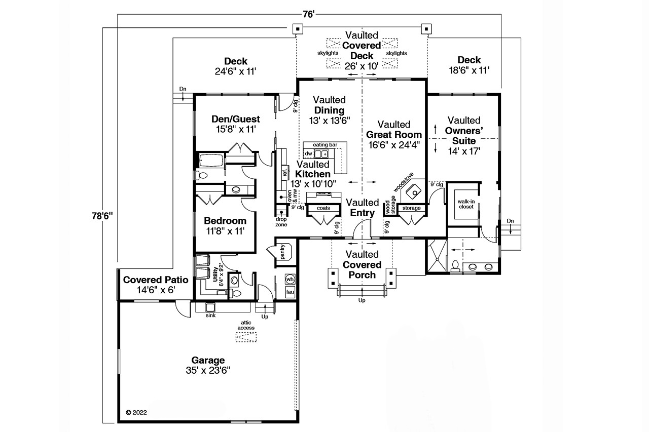 Craftsman House Plan - Wasilla 92255 - 1st Floor Plan