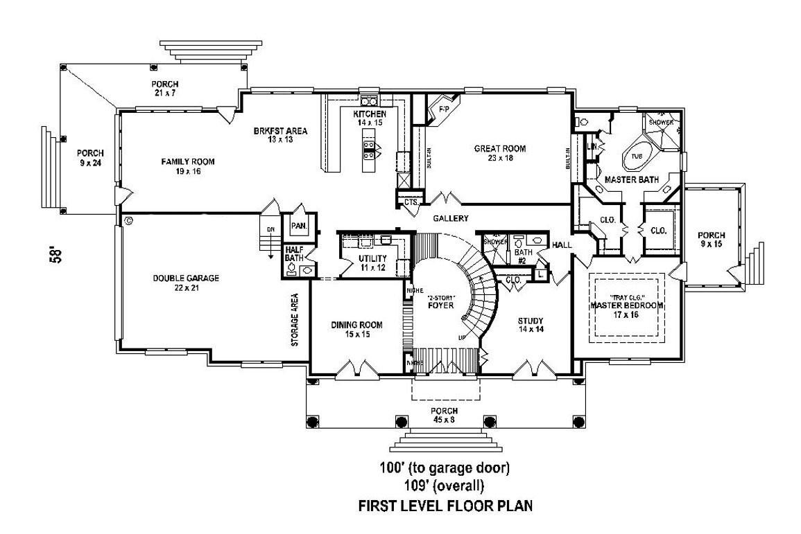Colonial House Plan - 92332 - 1st Floor Plan