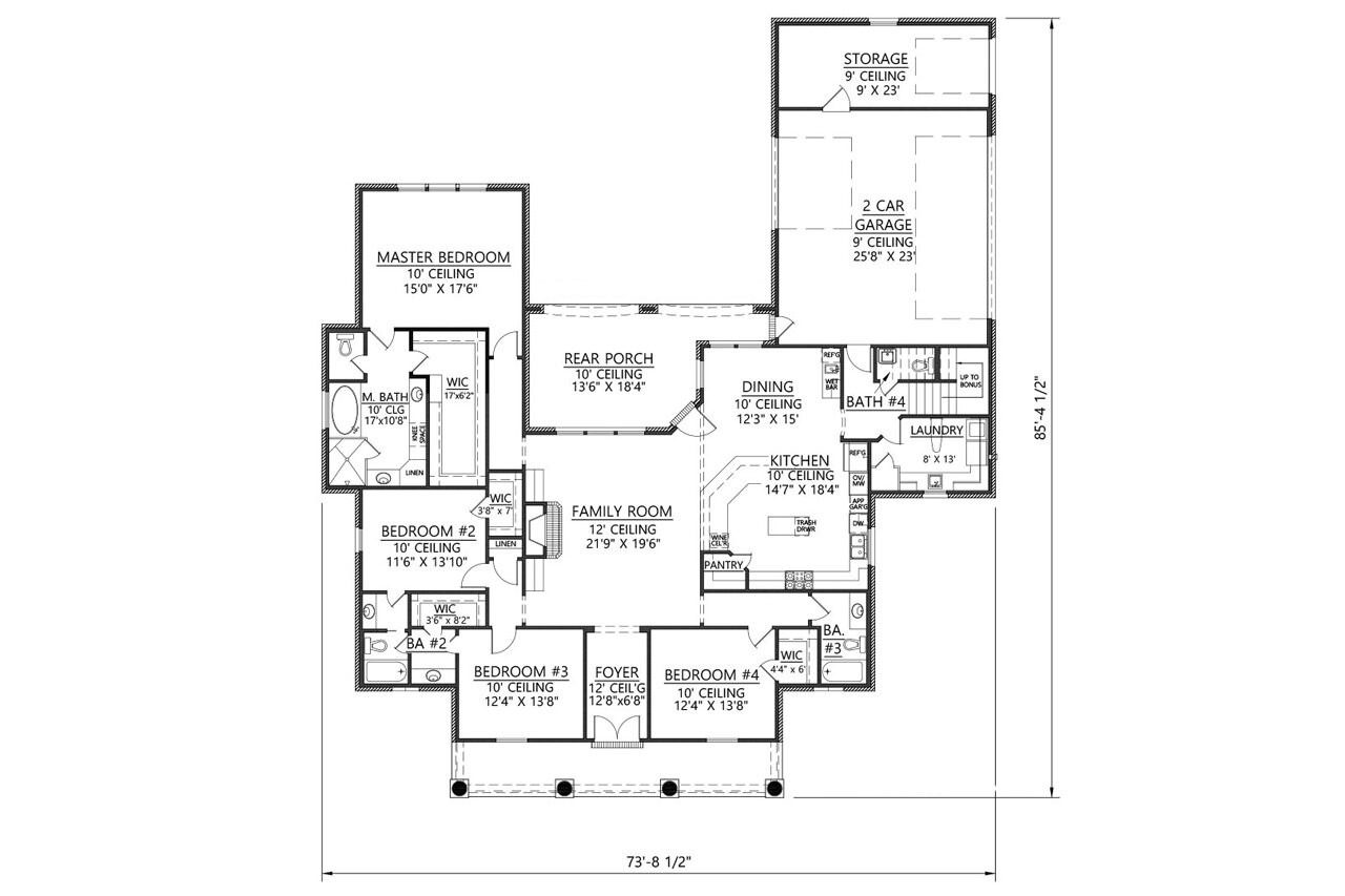 European House Plan - Gatlinburg 92404 - 1st Floor Plan