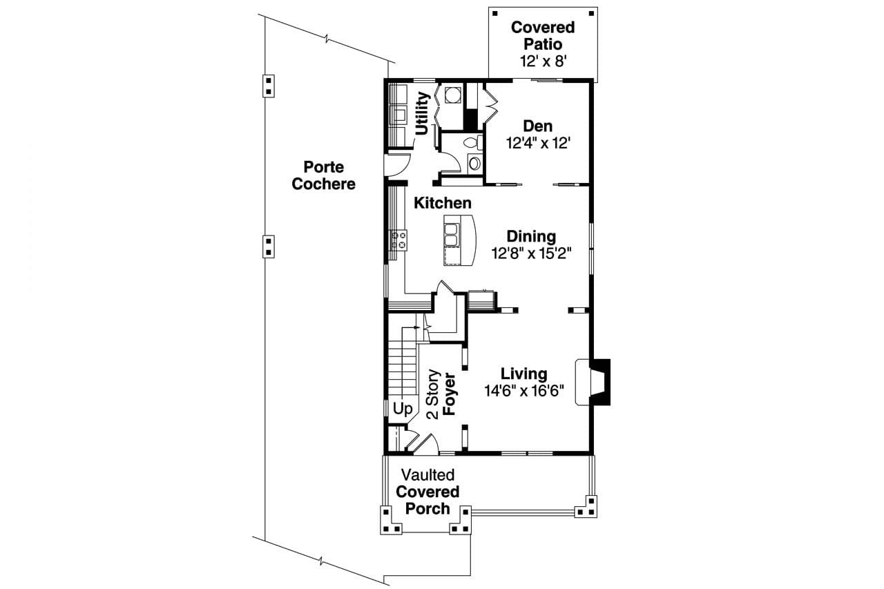 Craftsman House Plan - Grovedale 92489 - 1st Floor Plan