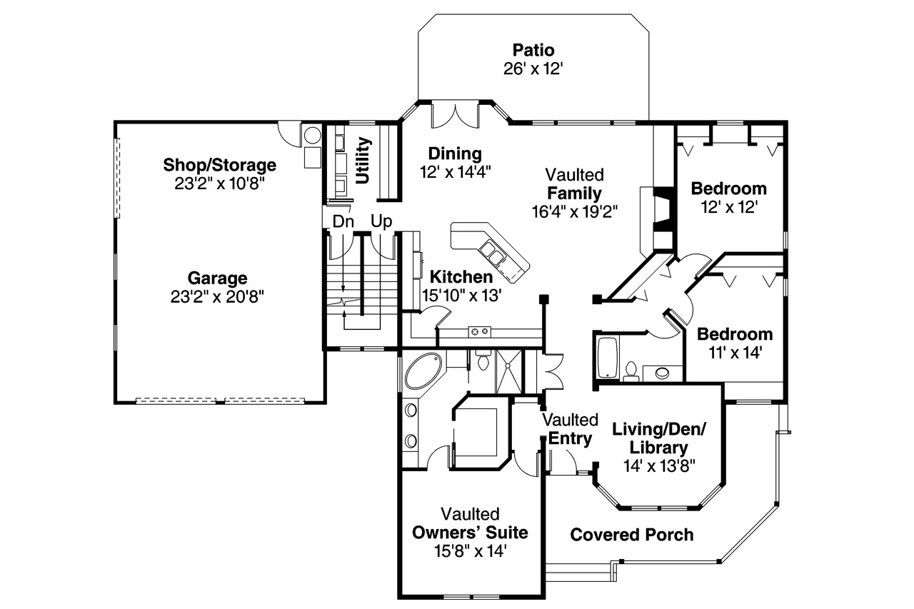 Country House Plan - Clearheart 92676 - 1st Floor Plan