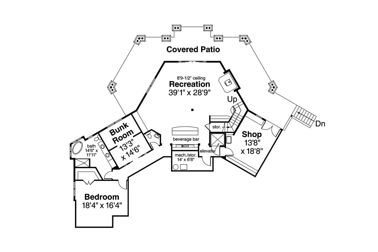 Secondary Image - Lodge Style House Plan - Barrett 92758 - Basement Floor Plan