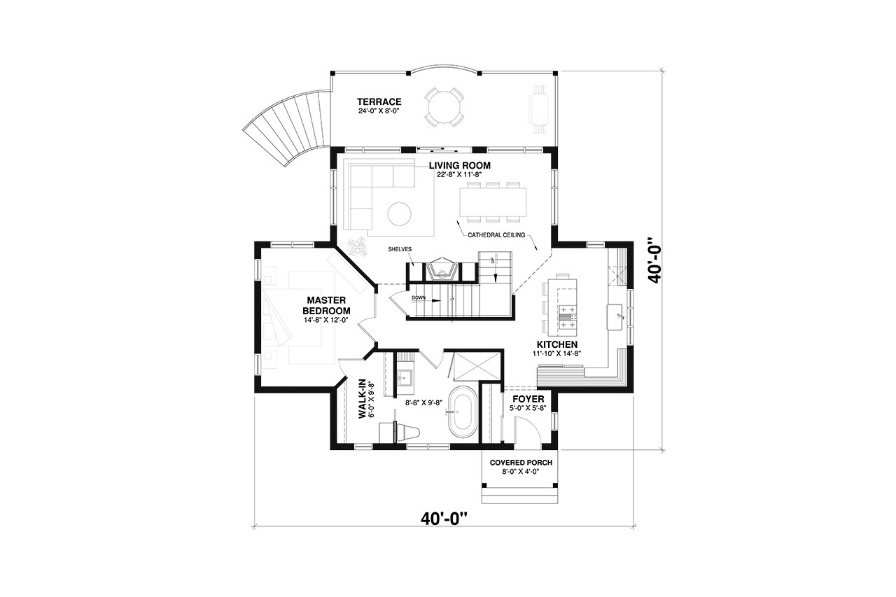 Cottage House Plan - Vistas 93211 - 1st Floor Plan