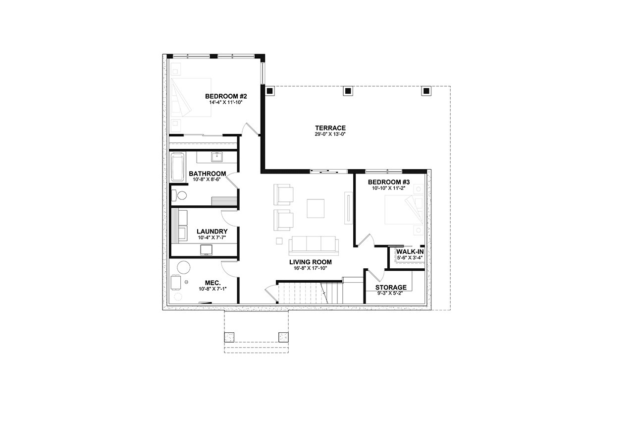 Secondary Image - Modern House Plan - Olympe 4 93977 - Basement Floor Plan