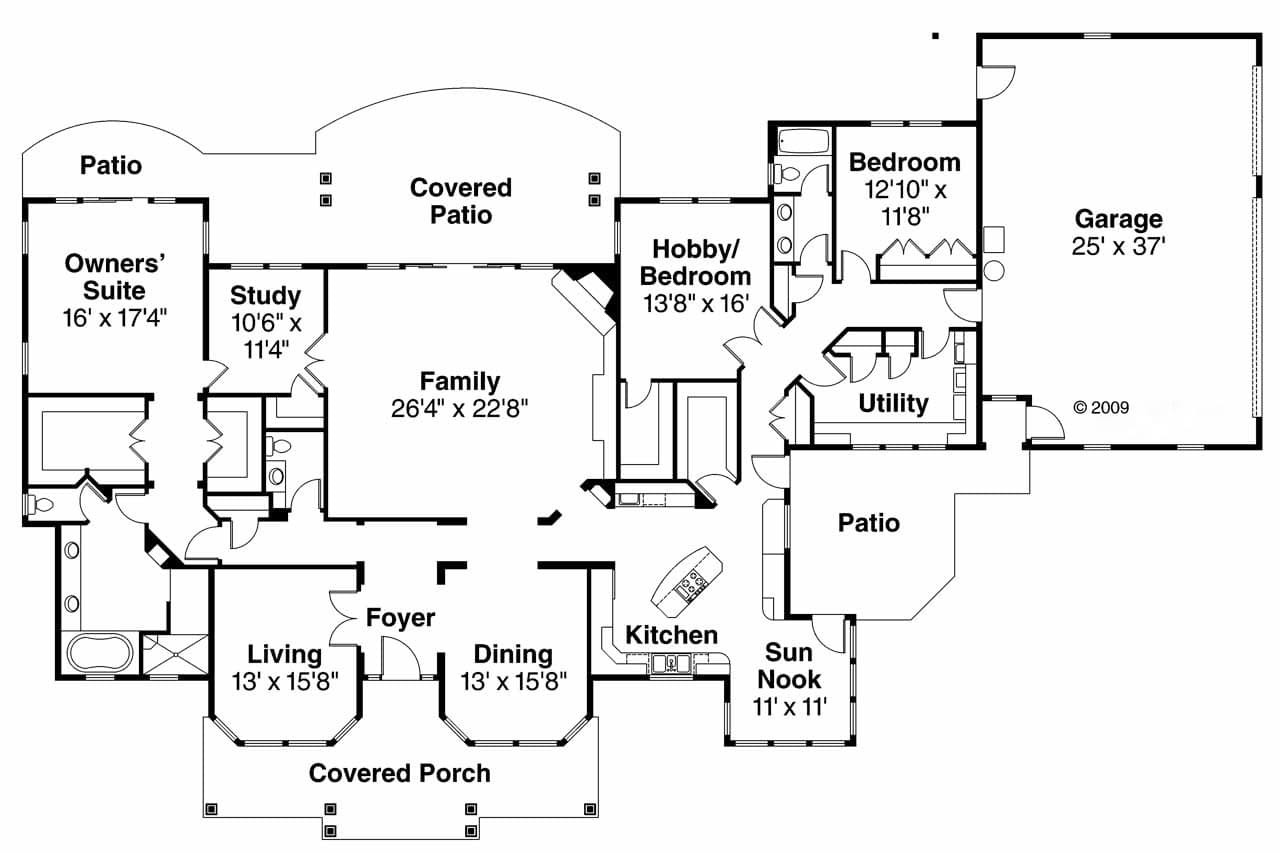 Southwest House Plan - Cloverdale 94223 - 1st Floor Plan