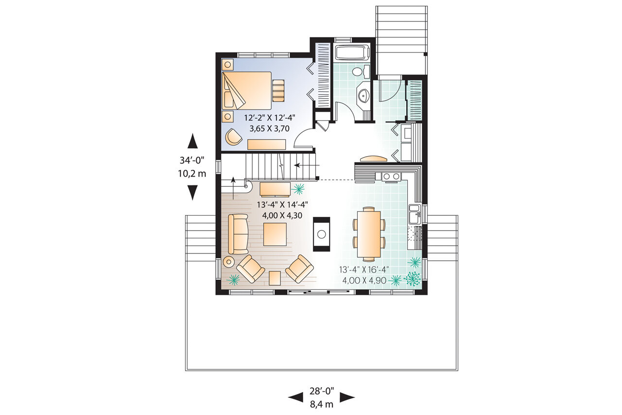 A-Frame House Plan - Skylark 3 94498 - 1st Floor Plan
