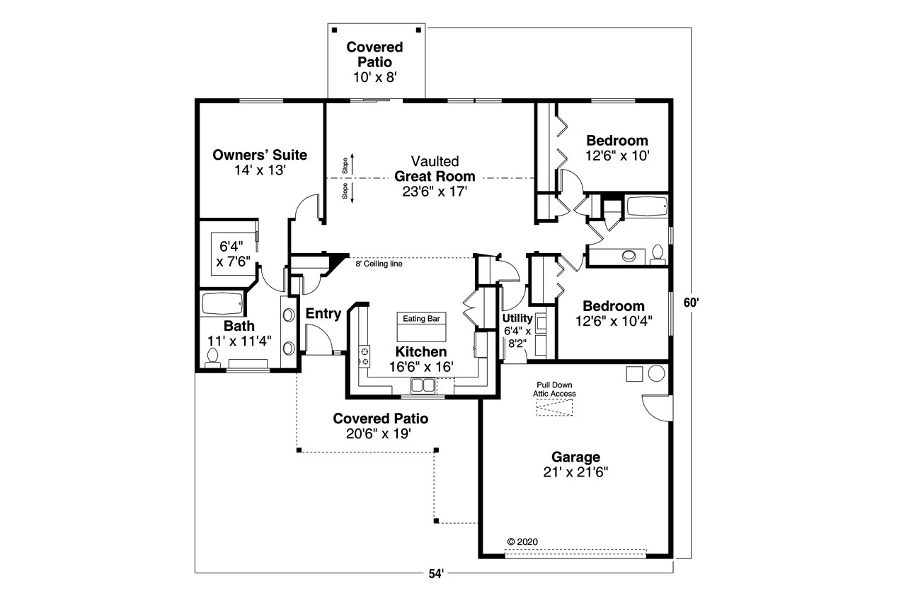 Ranch House Plan - Coho 94634 - 1st Floor Plan