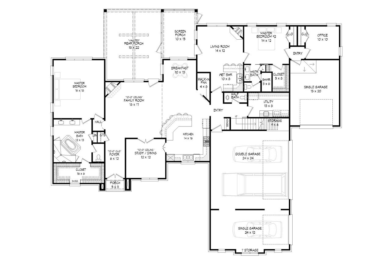 European House Plan - Hickory Fields 94995 - 1st Floor Plan