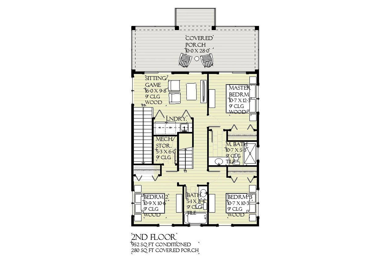 Secondary Image - Cottage House Plan - Sandwedge 95252 - 2nd Floor Plan