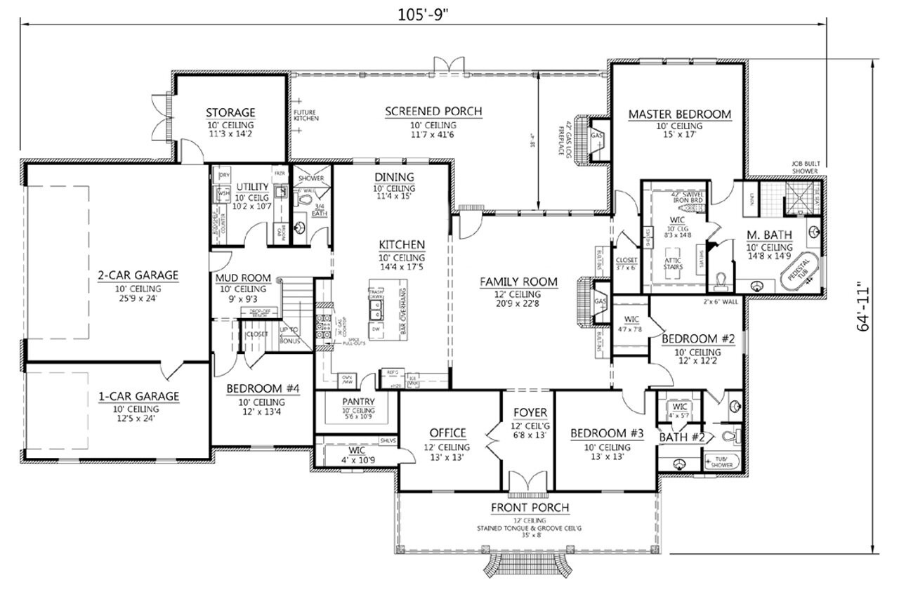 European House Plan - Southerner 95383 - 1st Floor Plan