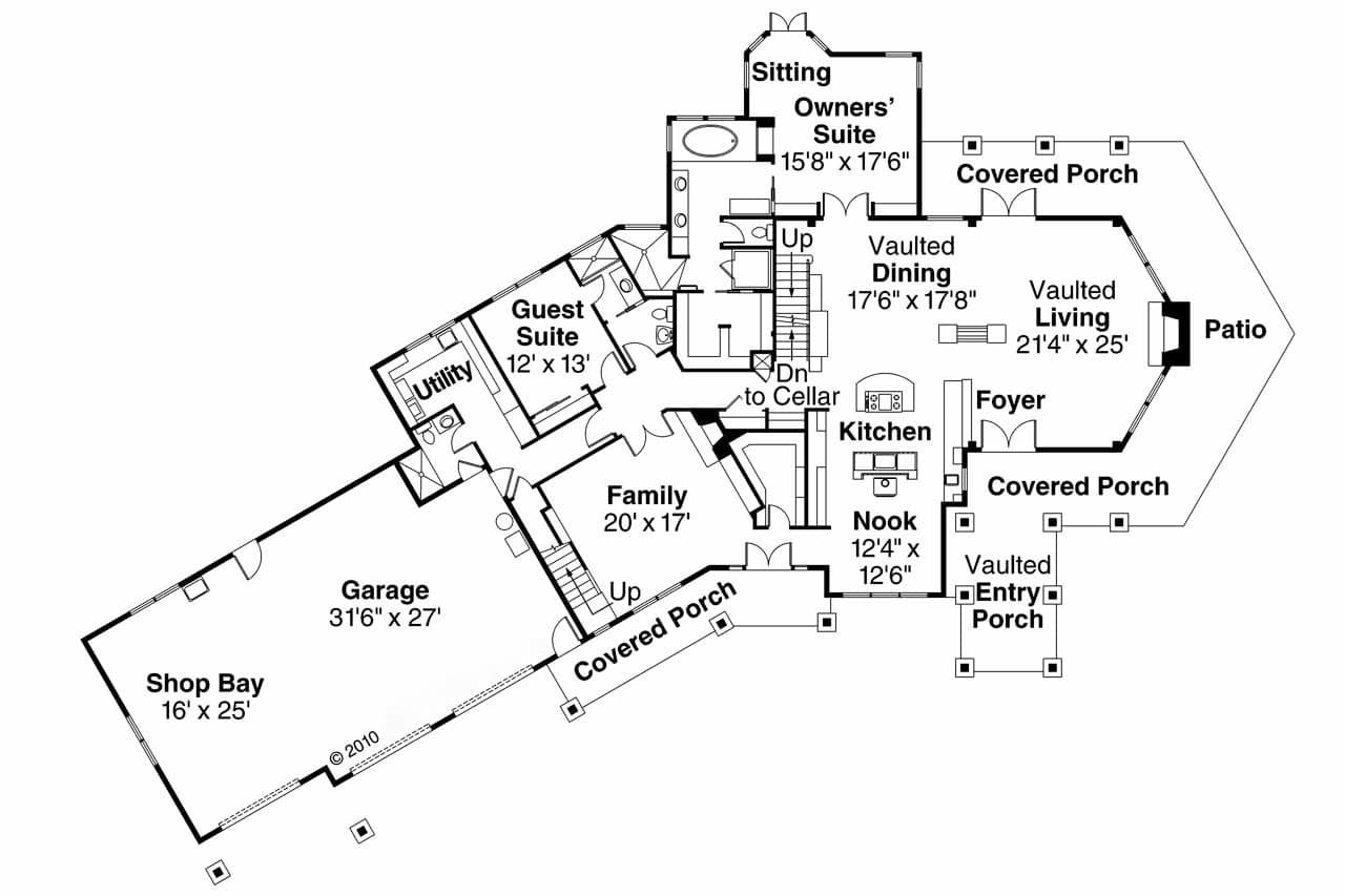 Craftsman House Plan - Brookport 95500 - 1st Floor Plan
