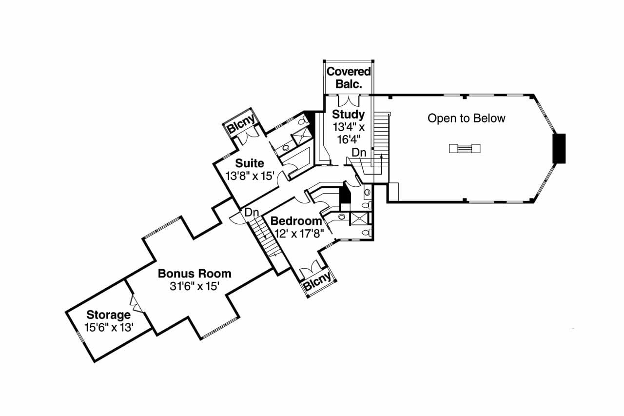 Secondary Image - Craftsman House Plan - Brookport 95500 - 2nd Floor Plan