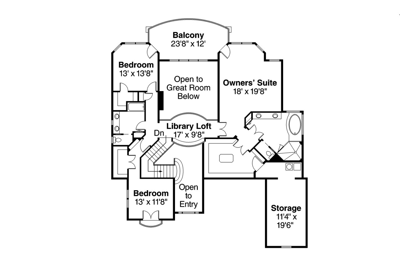 Secondary Image - European House Plan - Reynolds 95664 - 2nd Floor Plan