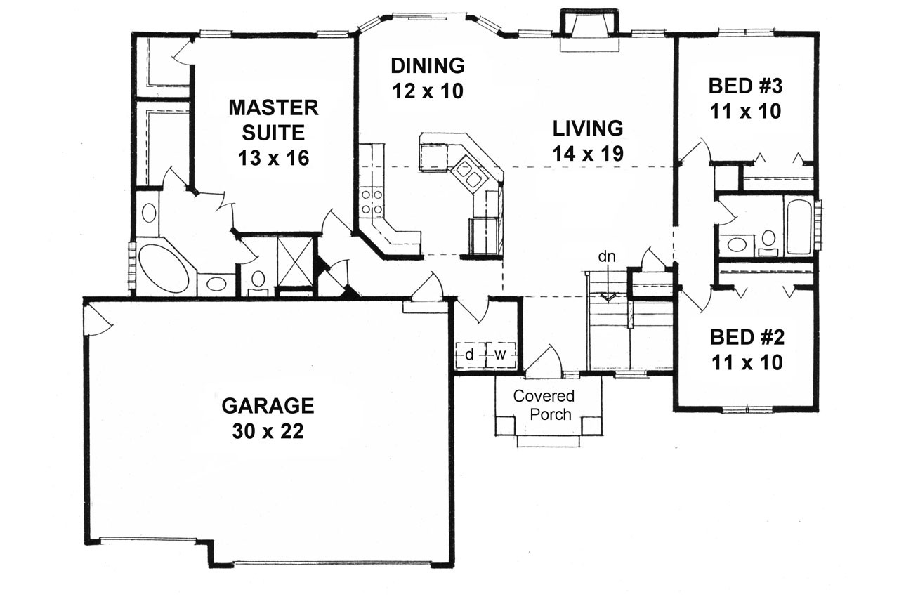 Traditional House Plan - 96418 - 1st Floor Plan