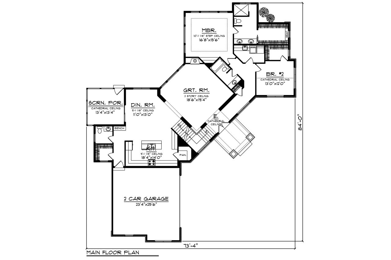 Ranch House Plan - 96530 - 1st Floor Plan