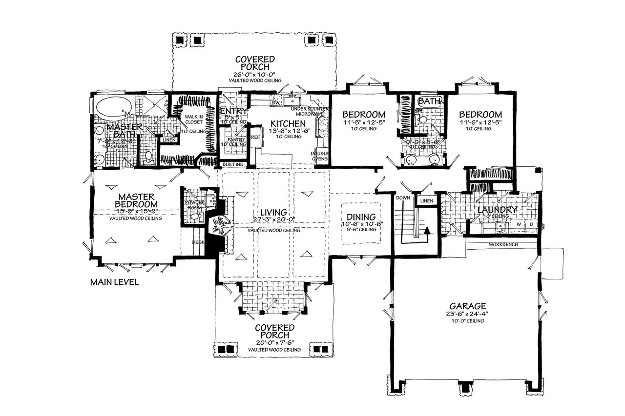 Craftsman House Plan - Lewis Ridge 96774 - 1st Floor Plan