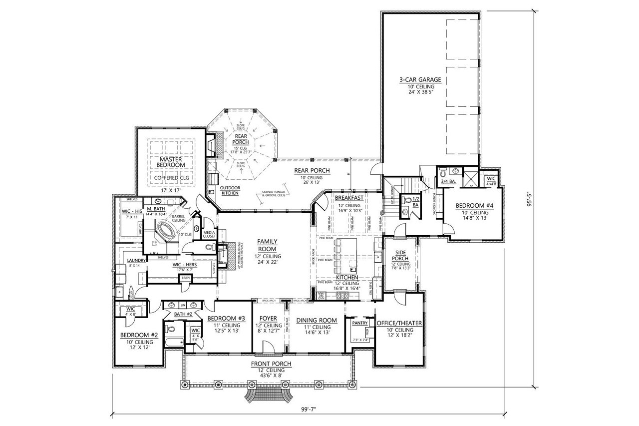 Southern House Plan - Reserve 96962 - 1st Floor Plan