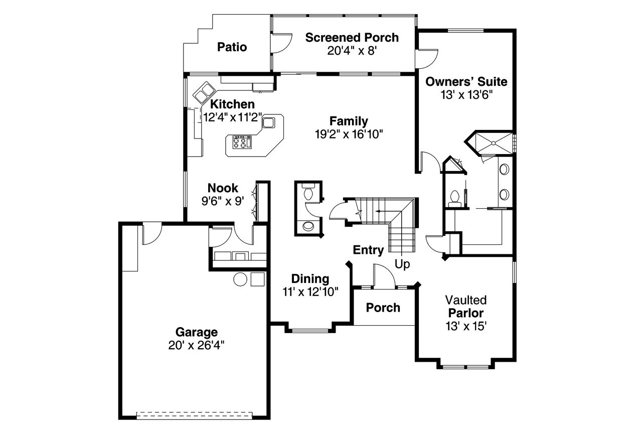 Mediterranean House Plan - Del Mar 96964 - 1st Floor Plan