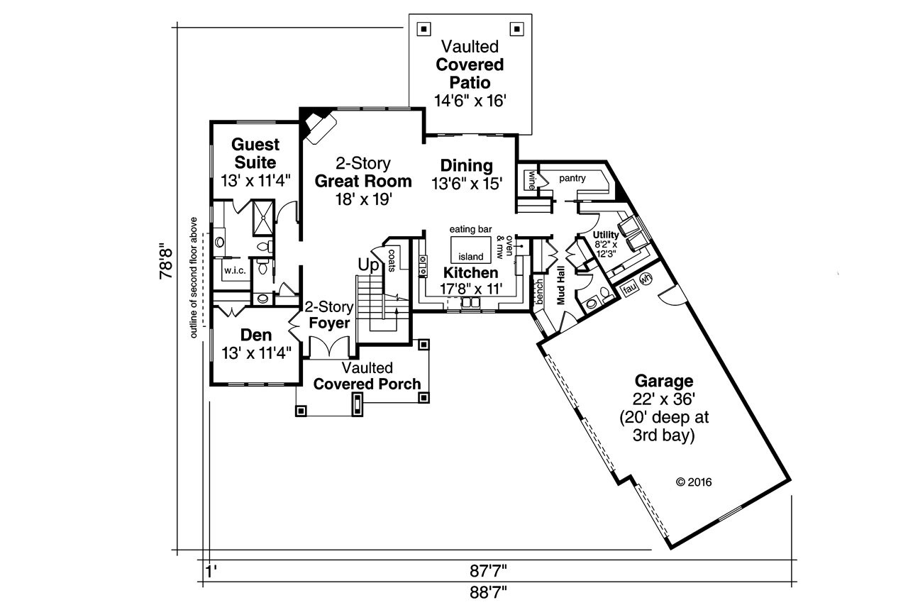 Traditional House Plan - Braircliff 97350 - 1st Floor Plan