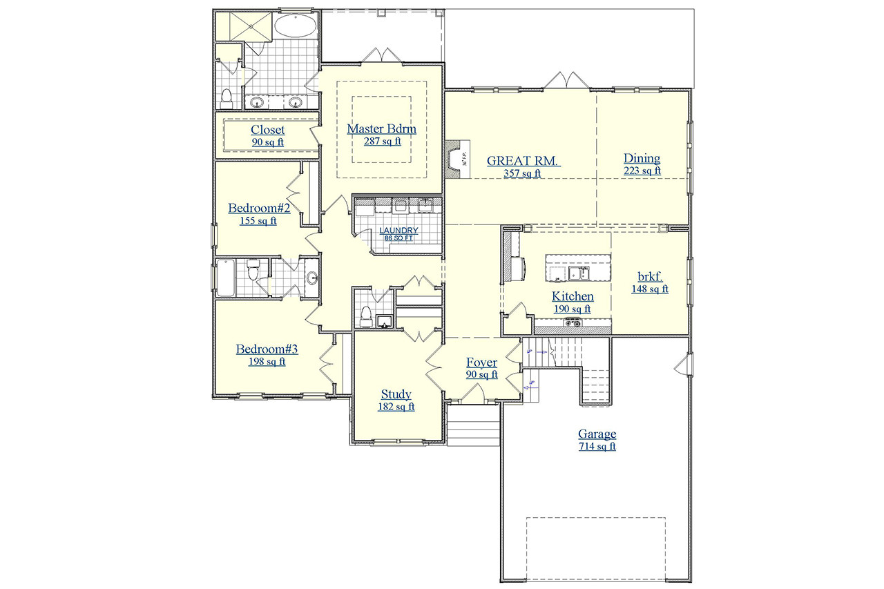 Ranch House Plan - Largo 97417 - 1st Floor Plan