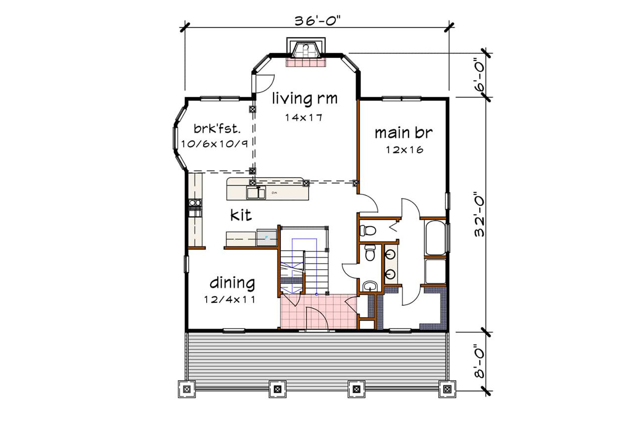 Bungalow House Plan - 98400 - 1st Floor Plan