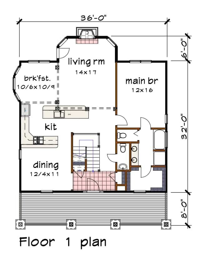 Bungalow House Plan - 98400 - 1st Floor Plan