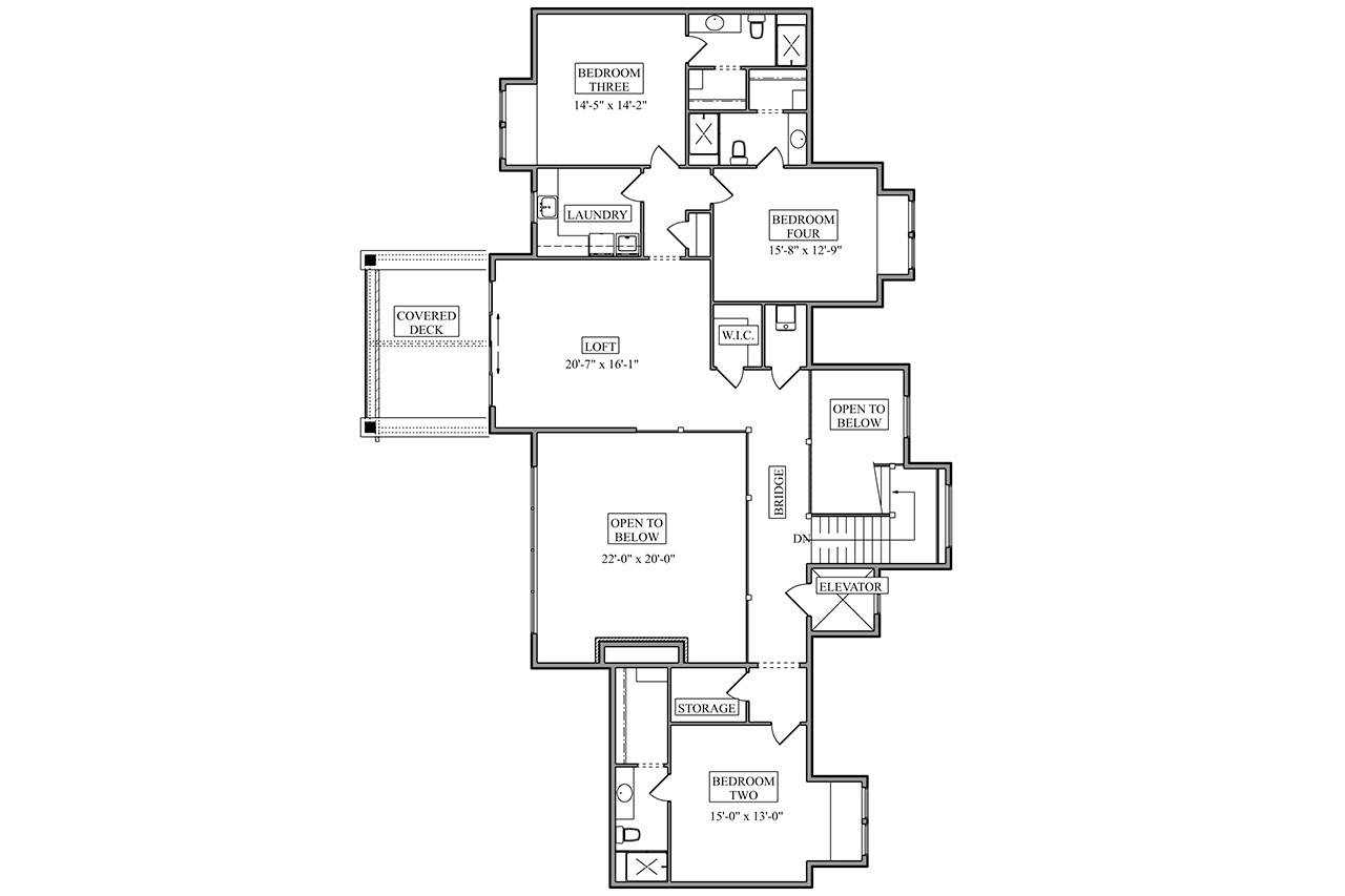 Secondary Image - Craftsman House Plan - Blacktail Meadow 98974 - 2nd Floor Plan