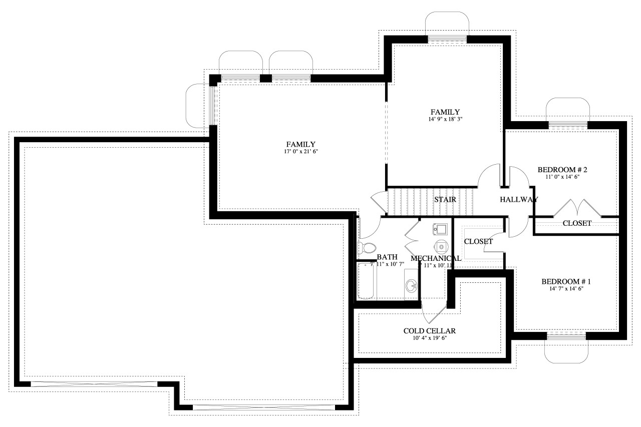 Traditional House Plan - Gibson 98928 - Basement Floor Plan