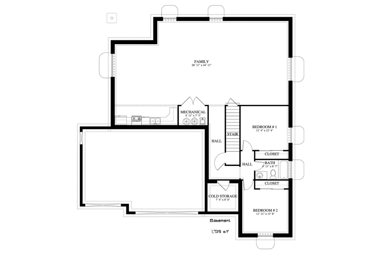 Ranch House Plan - Autumn Leaf 99015 - Basement Floor Plan
