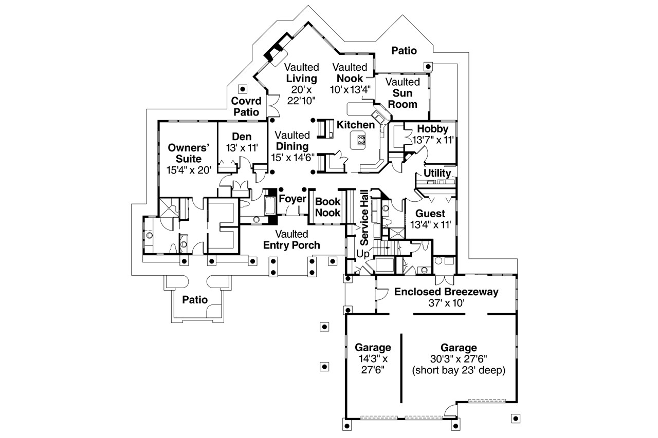 Craftsman House Plan - Missoula 99305 - 1st Floor Plan