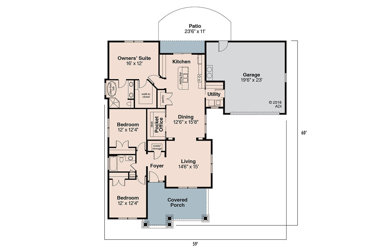 Cottage House Plan - St. Clair 99703 - 1st Floor Plan