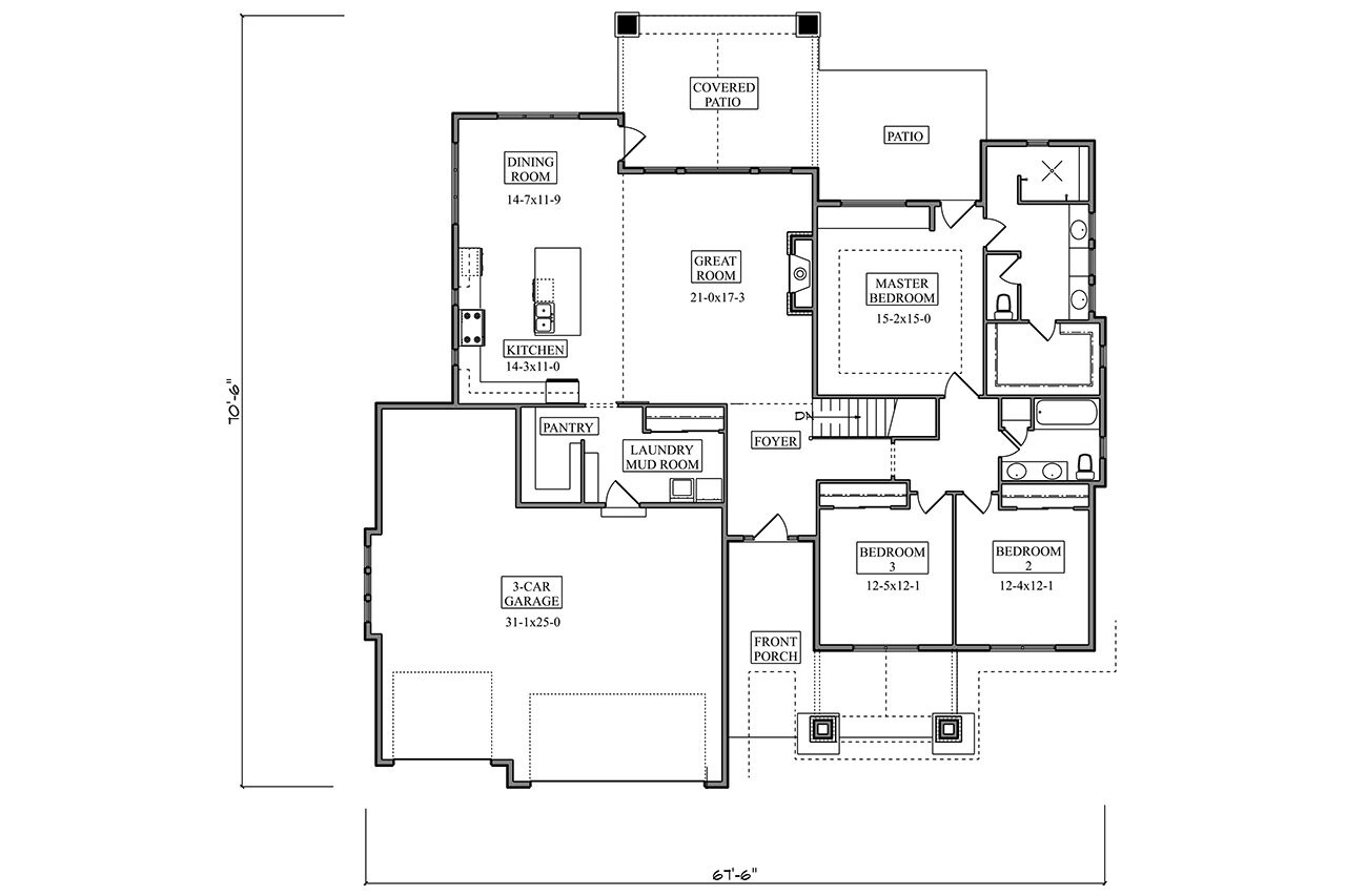 Tuscan House Plan - Hawthorn 99812 - 1st Floor Plan