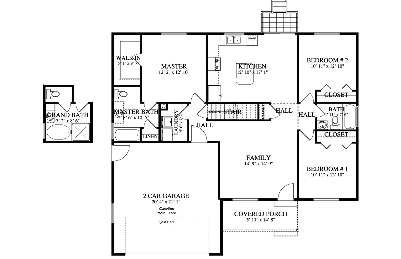 Traditional House Plan - Caroline 99968 - 1st Floor Plan