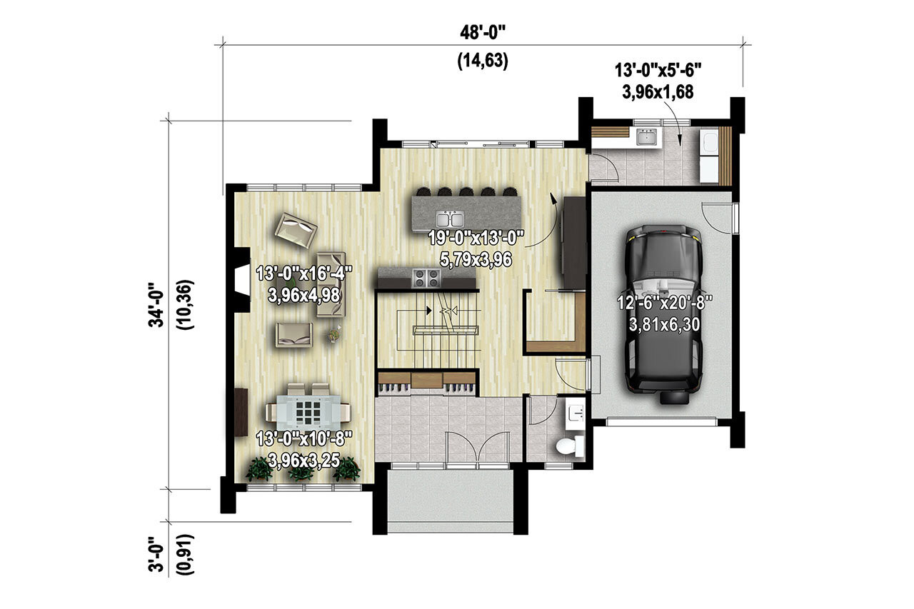 Contemporary House Plan - 40681 - 1st Floor Plan