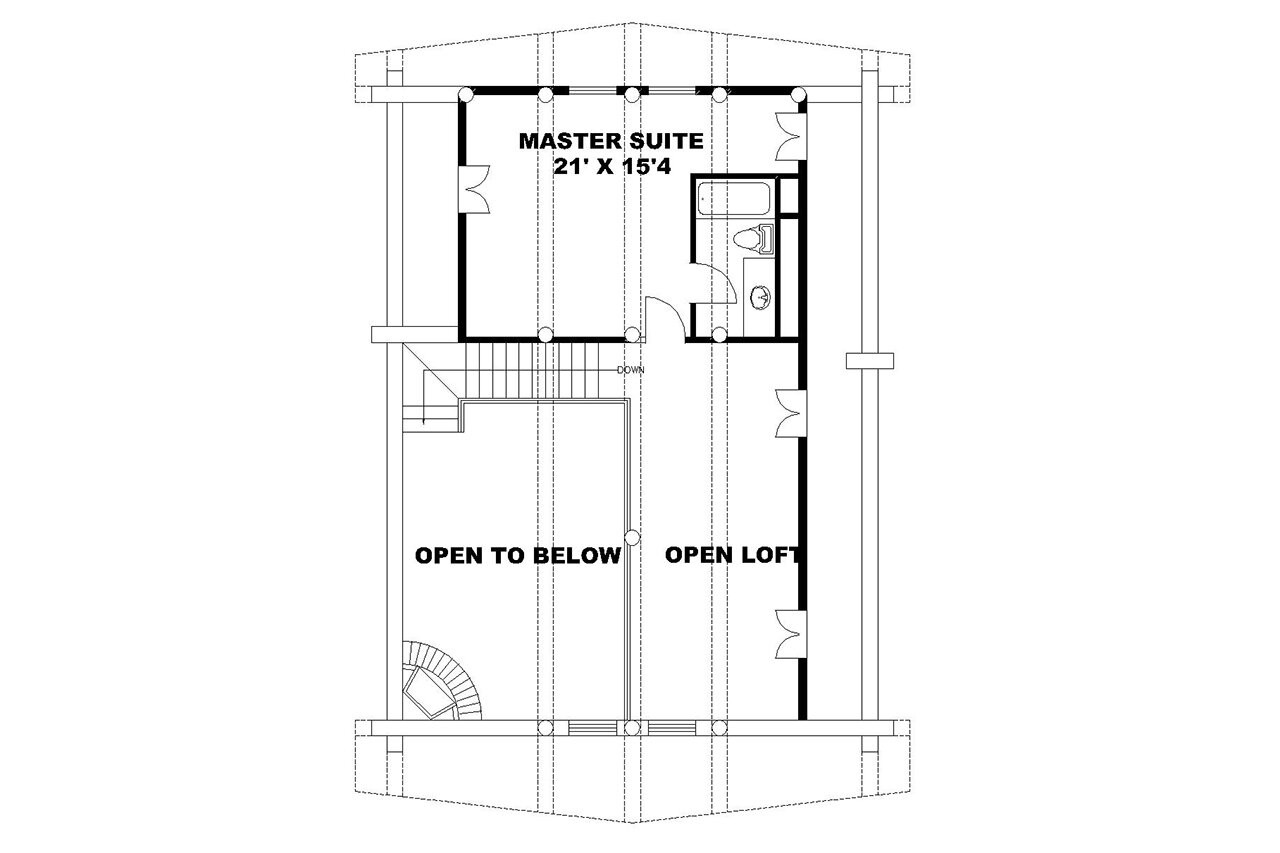 Secondary Image - A-Frame House Plan - 59456 - 2nd Floor Plan