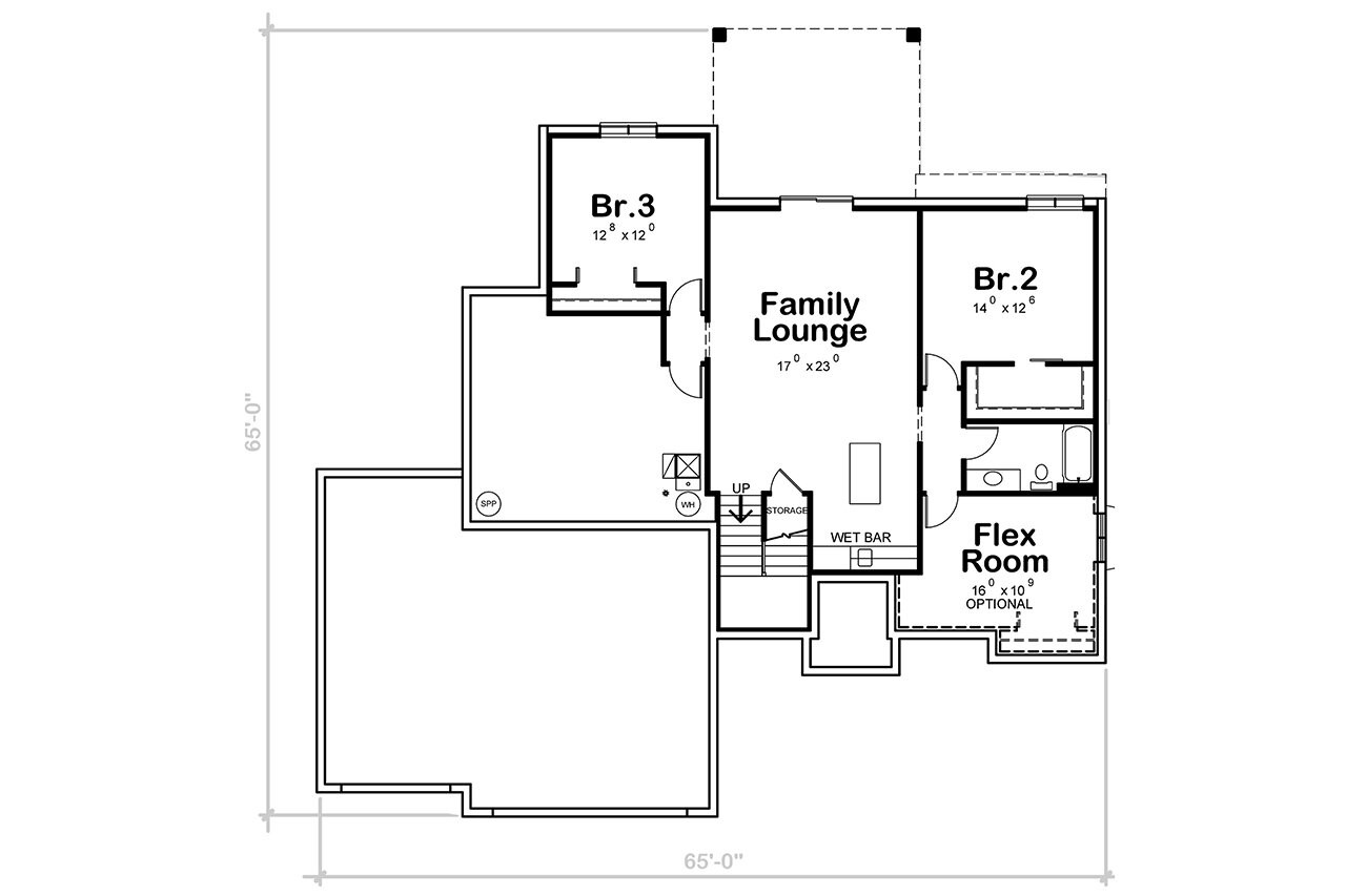 Secondary Image - Prairie House Plan - Larimar Falls 72671 - Basement Floor Plan