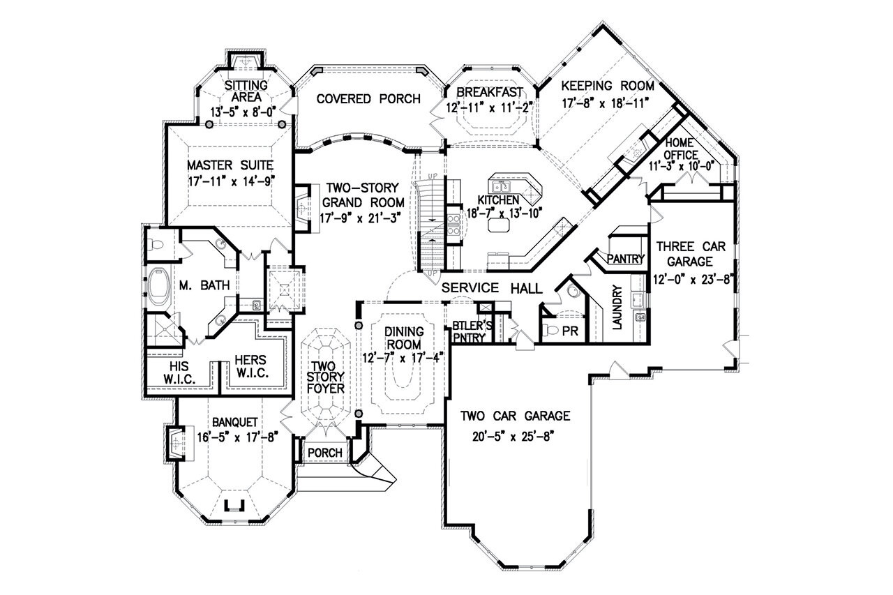 European House Plan - Brockton Hall 96009 - 1st Floor Plan