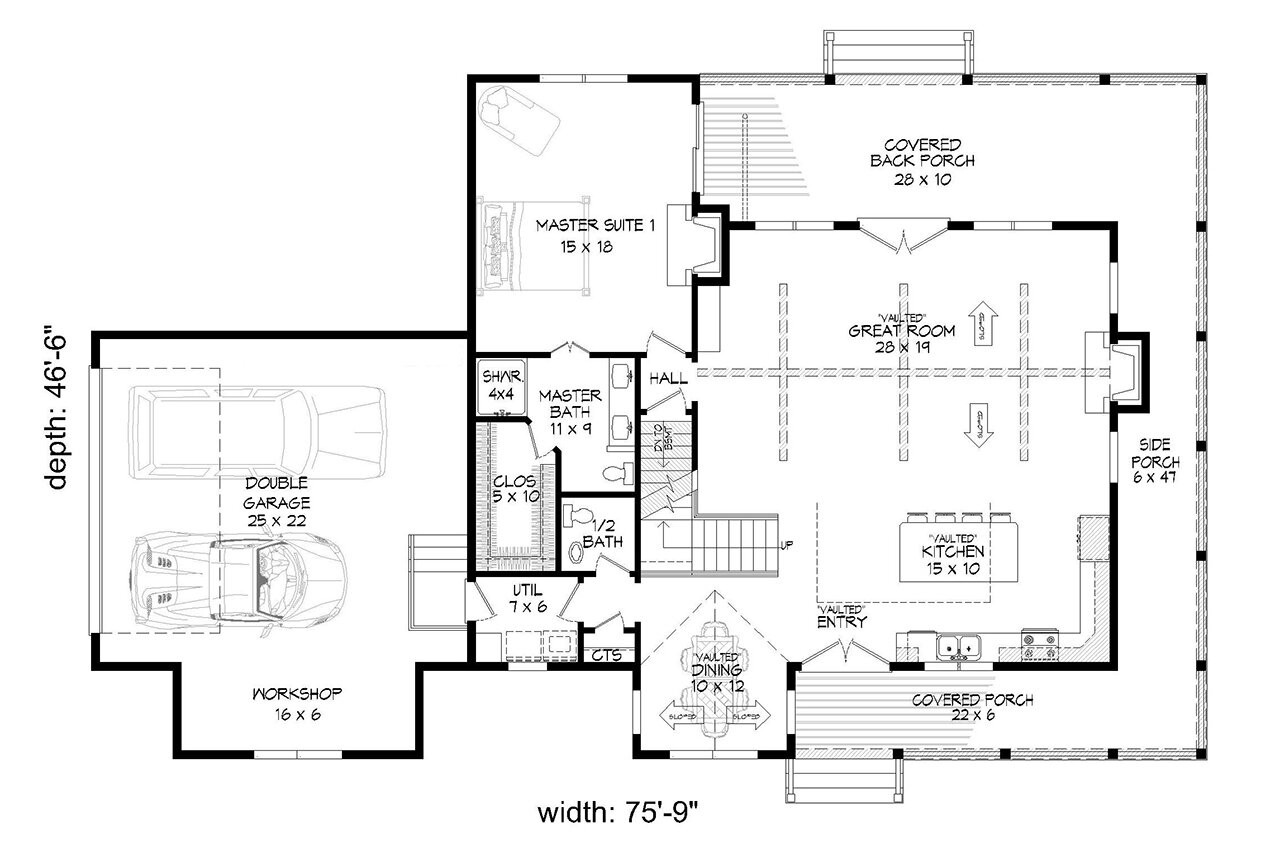 Farmhouse House Plan - Ann Arbor 17083 - 1st Floor Plan