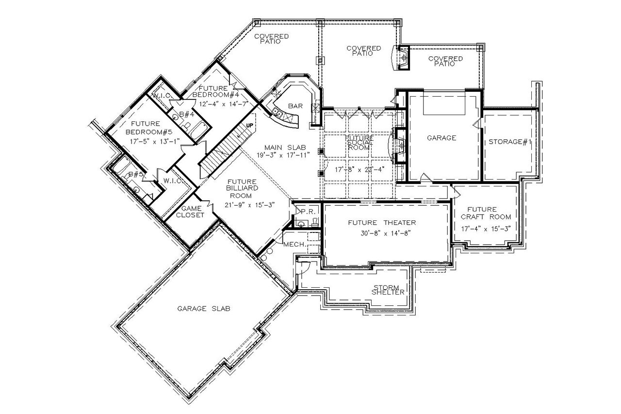 Secondary Image - Craftsman House Plan - Tiger Creek H 44295 - Basement Floor Plan