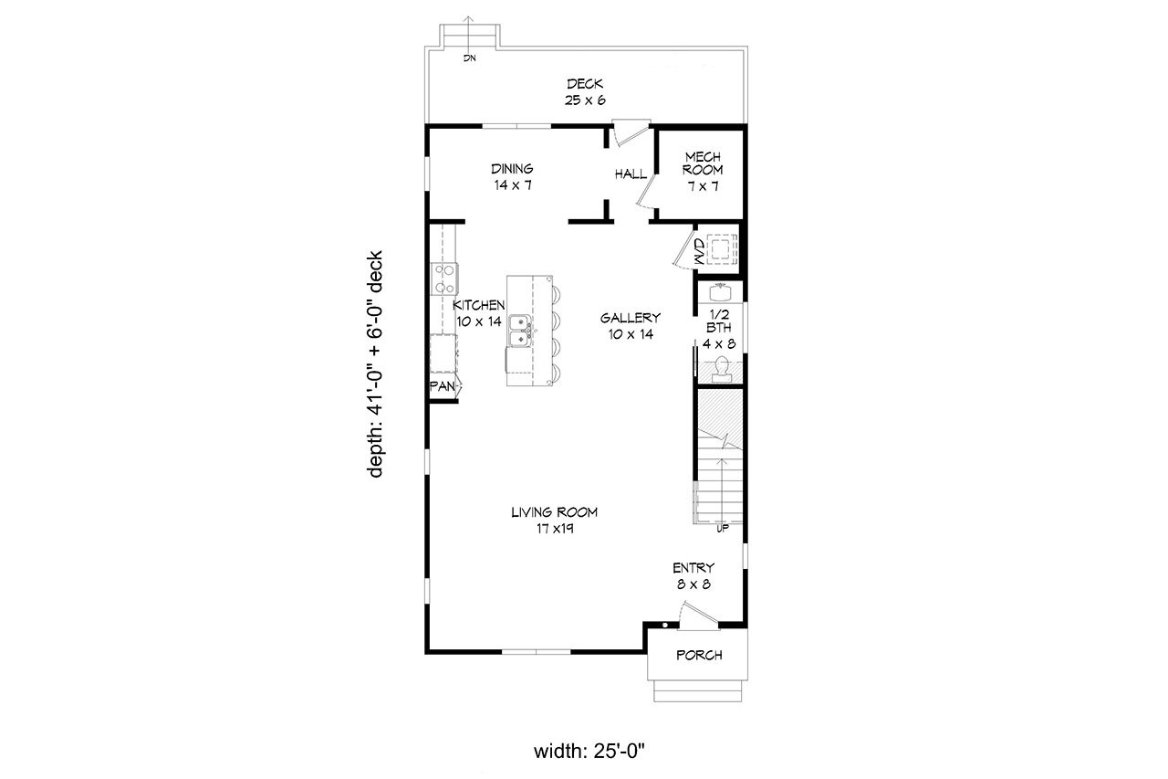 Contemporary House Plan - Hill Street 61666 - 1st Floor Plan Contemporary House Plan - Hill Street 61666 - 1st Floor Plan
