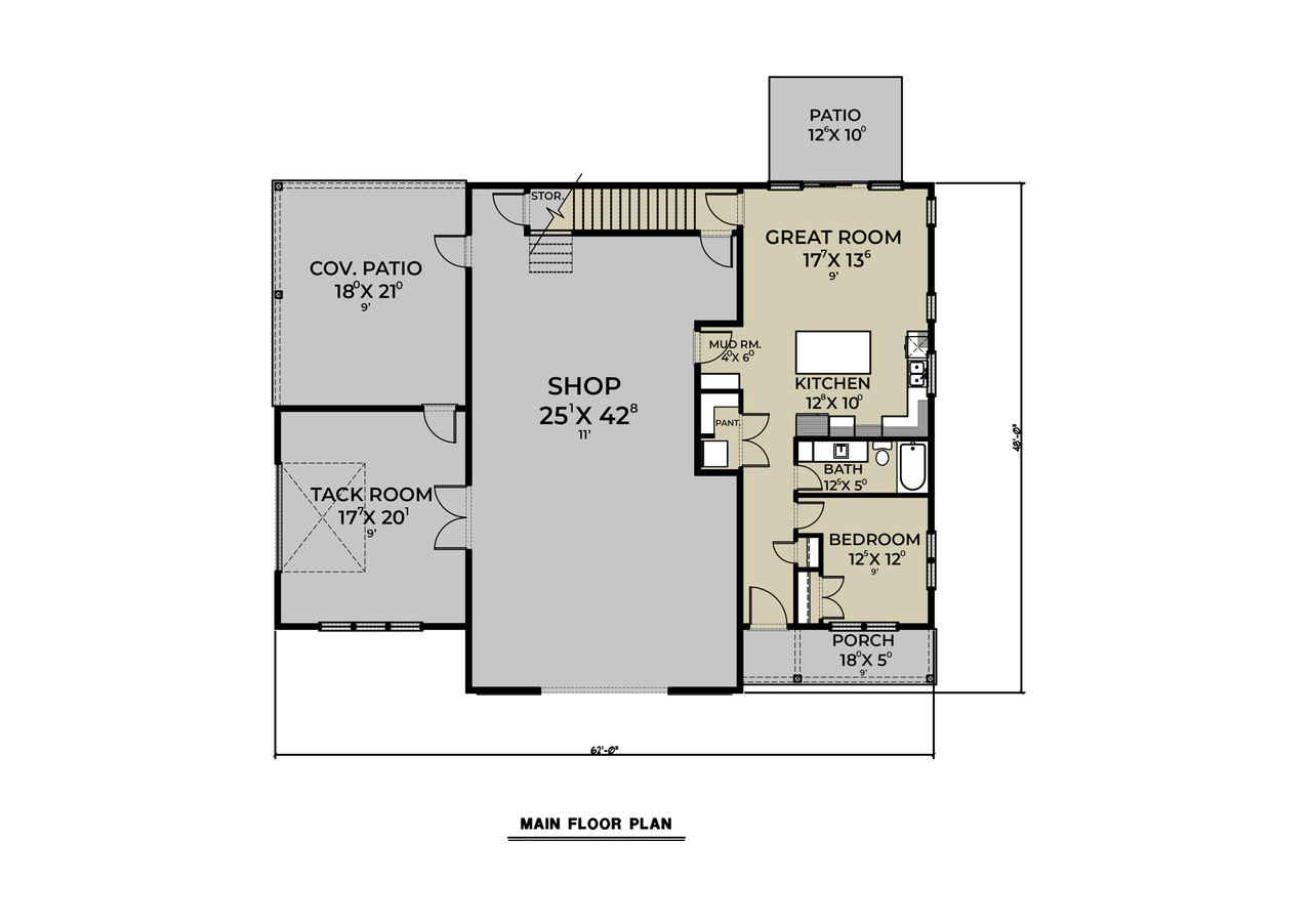 Farmhouse House Plan - 68807 - 1st Floor Plan
